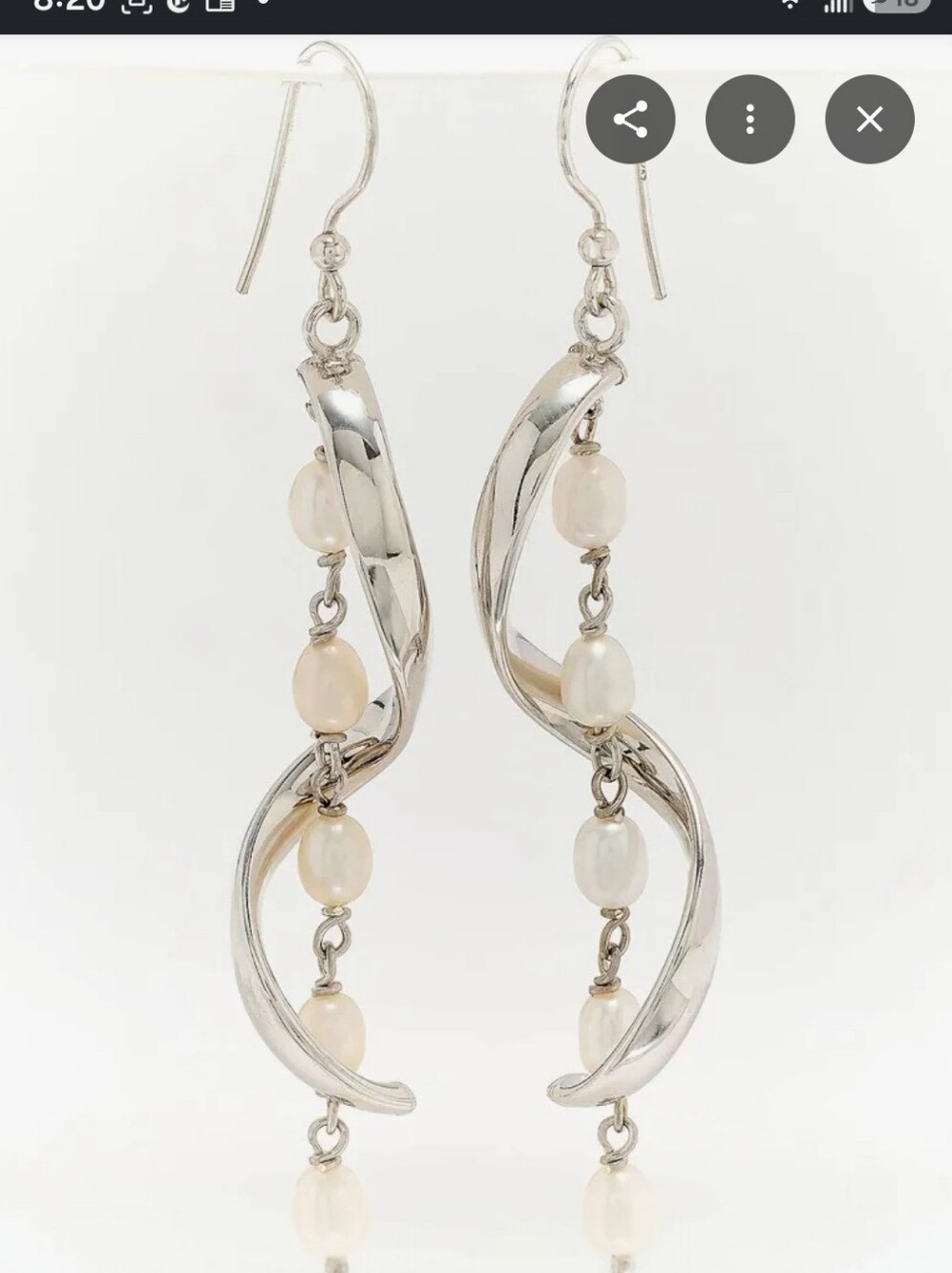 NWT Honora 925 Sterling Silver Cultured Pearl Swirl Dangle Drop Earrings